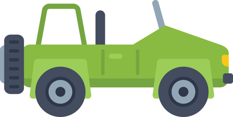 This minimalist icon of a green off road vehicle is perfect for representing concepts of adventure and exploration