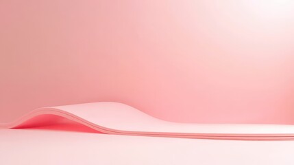Soft Pink Minimalist Product Display: A gentle, curved platform graces a soft pink background, creating an elegant backdrop for product photography, branding, or minimalist design.
