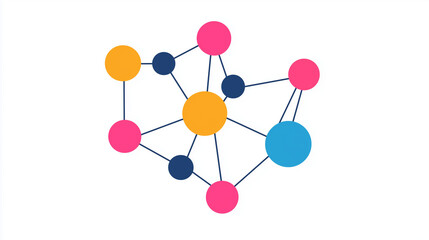 Fototapeta premium Abstract creative flow of ideas represented as colorful lines connecting multiple brains, idea network, collaborative business concepts, flat design 