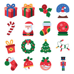 vector illustration colorful Christmas icons items frame and decoration with gifts accessories
