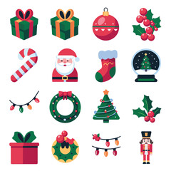 vector illustration colorful Christmas icons items frame and decoration with gifts accessories
