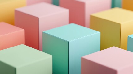 Colorful abstract cubes arranged in a pattern, soft pastel colors.