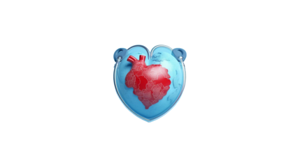World heart day medical stethoscope isolated on transparent background
