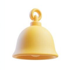 Fototapeta premium yellow notification bell 3d icon in cartoon style