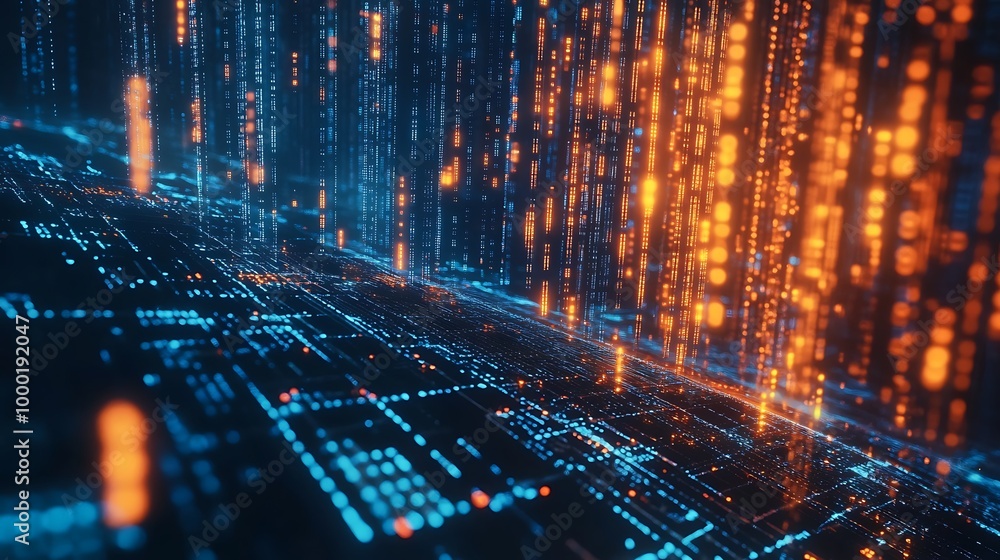 Aufkleber Abstract digital data flows in a plexus-style futuristic technology background 