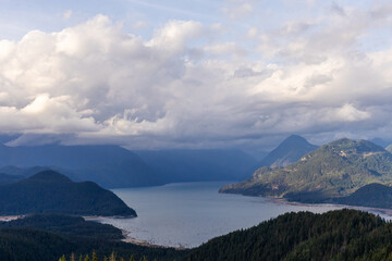 Scenic View of Coastal Mountains and Water in Mission, British Columbia, Canada