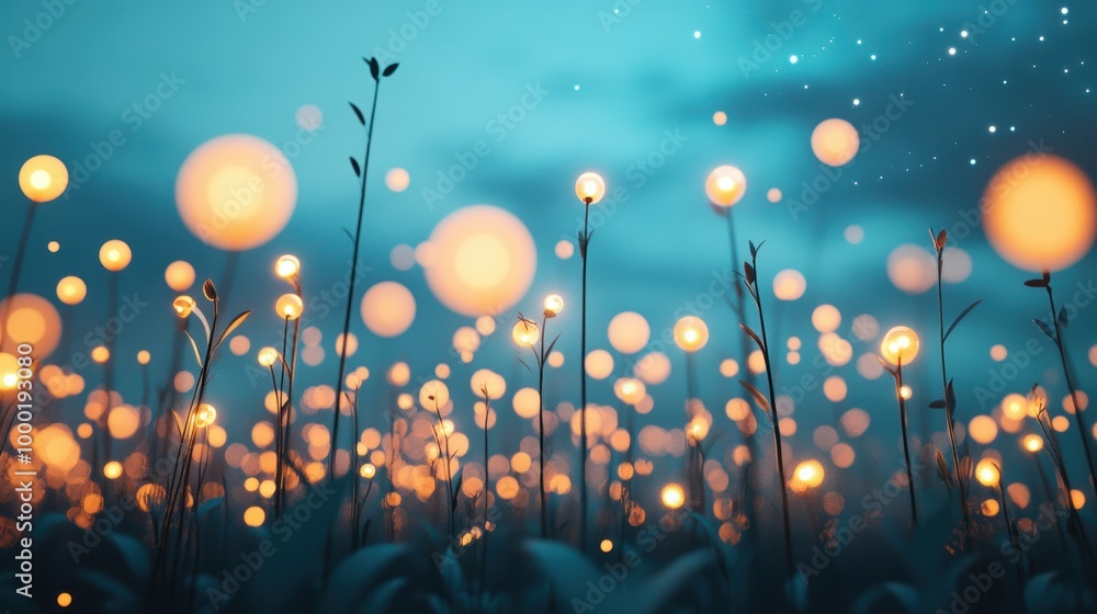Poster a field of luminous stars, each a pulsating orb of light, creates a surreal dreamscape within the va
