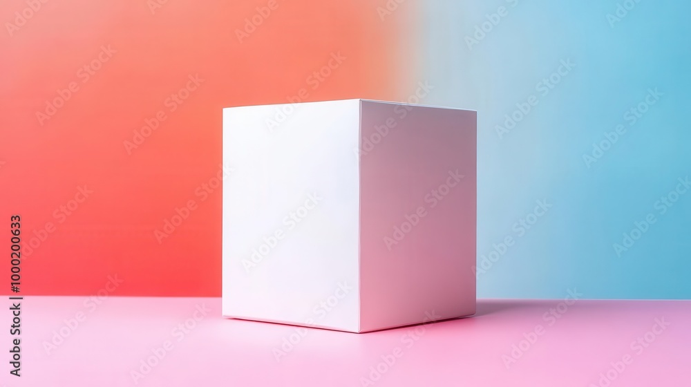 Poster pristine presentation white product box on vibrant solid color background clean and simple studio sh
