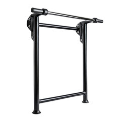 Wall-mounted black clothes drying rack, isolated on white background, transparent background