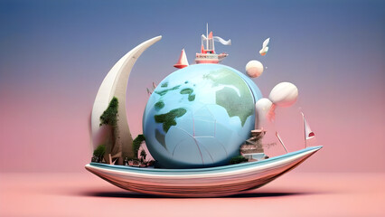 Fototapeta premium globe on a boat
