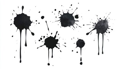 Black ink splatters on white background