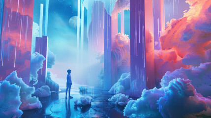 A visual of artists and designers using cloud platforms to create, share, and refine their work in collaborative environments.