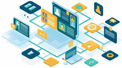 Obraz premium A visual of a customer relationship management (CRM) system in action, showcasing how it organizes and tracks sales activities.
