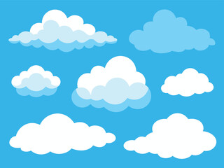 Cloud vector pack, flat cloud illustration set.

