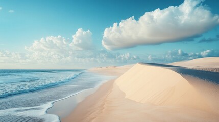 Sandy Dunes by the Ocean with Cloudy Sky