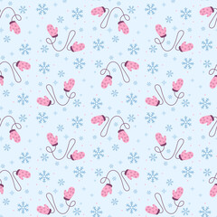 Seamless pattern of winter mittens. Digital paper repeating background for fabric, wallpaper, wrapping paper and surface design.