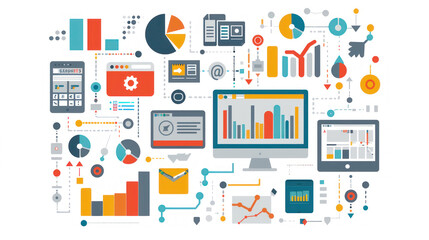 Fototapeta premium A visual of businesses using CRM tools and data analytics to track and manage sales leads efficiently.
