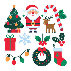 vector illustration colorful Christmas icons items frame and decoration with gifts accessories

