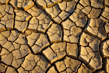 Macro shot of cracked earth due to drought