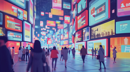 A visual of programmatic digital marketing, showing how automated ad buying optimizes ad placements and targeting.