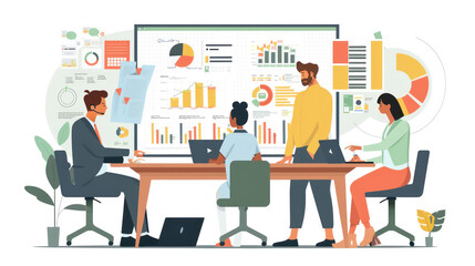A visual of sales teams using collaborative tools and strategies to drive performance and meet their sales targets.