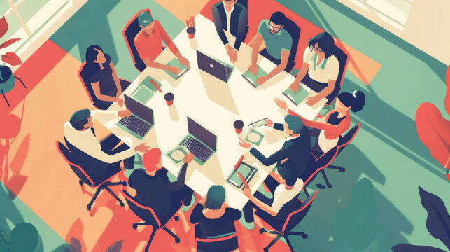 A visual of sales teams participating in interactive sales training workshops, improving their negotiation and closing skills.