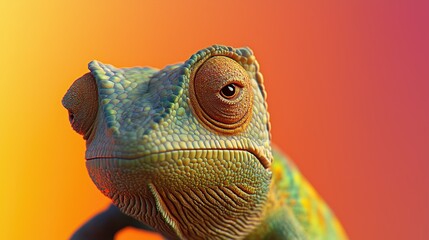 Fototapeta premium Chameleon Camouflage: A Colorful Reptile with Changing Skin