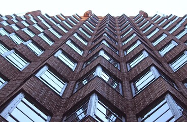 Zig zag art deco brick office building