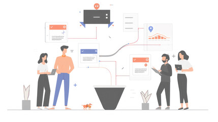 Fototapeta premium A visual of the lead generation process, showcasing how businesses identify, nurture, and convert potential clients into sales.