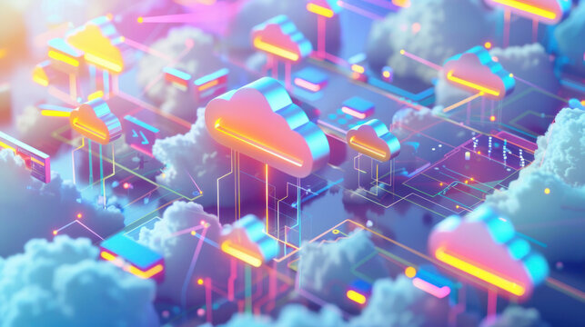 A visual of the top cloud computing trends for 2024, from AI integration to edge computing and cloud-native applications.