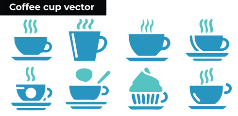 Stylish coffee cup vector designs, perfect for branding, logos, menus, packaging, and web use. High-quality, editable