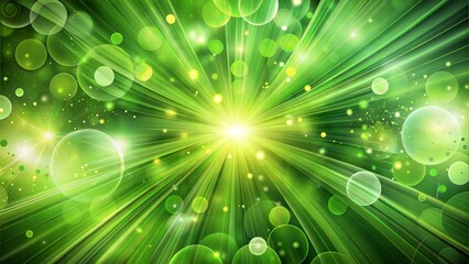 Green abstract burst background with circles and rays for energetic design

