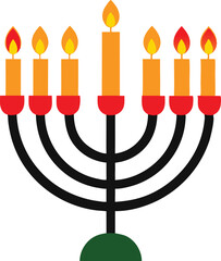 Beautiful Vector Illustration of Hanukkah Menorah Glowing with Lit Candles
