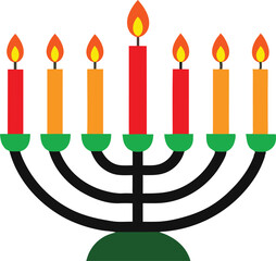 Hanukkah Menorah with Lit Candles Vector Illustration for Festive Celebrations
