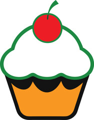 Whimsical Cupcake Charm with Cherry Illustration
