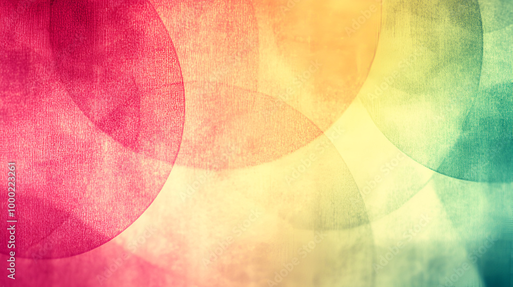 Poster colorful abstract circles blending in vibrant hues, creating a soft artistic background with warm an