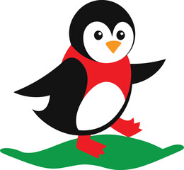 Happy Penguin Family Sharing a Moment of Joy Vector Illustration

