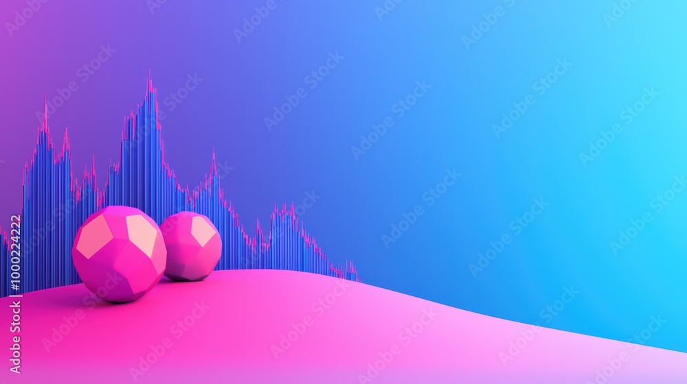 Aufkleber abstract geometric shapes on vibrant background representing data analysis and trends.