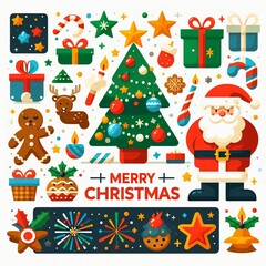 Christmas Set in Flat Style