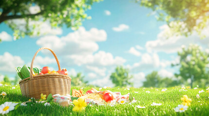 Family Picnic on a Sunny Day in the Park