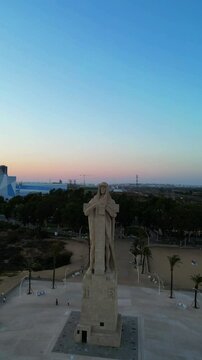 Aerial footage of the Monument to Columbus