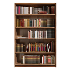 Tall Wooden Bookshelf in Office Setting Isolate on a White Background Transparent Background