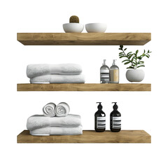 Stylish Floating Shelves for Elegant Bathroom Storage Isolate on a White Background Transparent Background