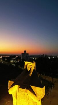 Aerial video of the Christopher Columbus Statue