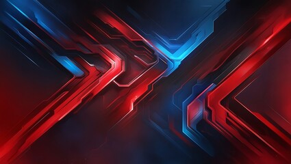 Blue and red abstract gaming background. Generative Ai.