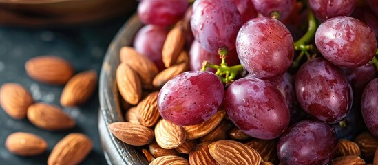 Fototapeta premium Dry Almonds Fresh Grapes