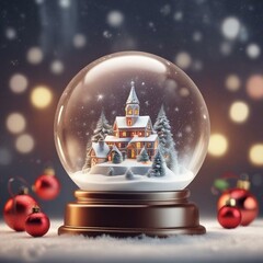 Enchanting Snow Globe Christmas Scene by AI Technology