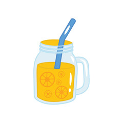 summer refreshing juice jar illustration