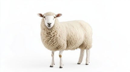 Fototapeta premium Sheep on isolated background look at camera