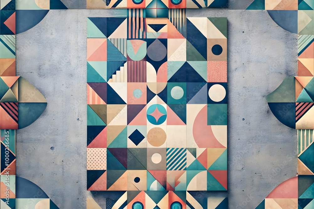 Poster Geometric Abstract Art Colorful Shapes Patterns Design Creative Canvas